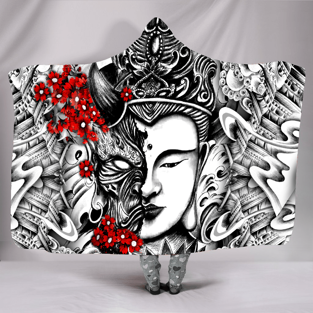 Japanese Tattoo 3D All Over Printed Unisex Hooded Blanket-ML