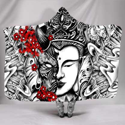 Japanese Tattoo 3D All Over Printed Unisex Hooded Blanket-ML