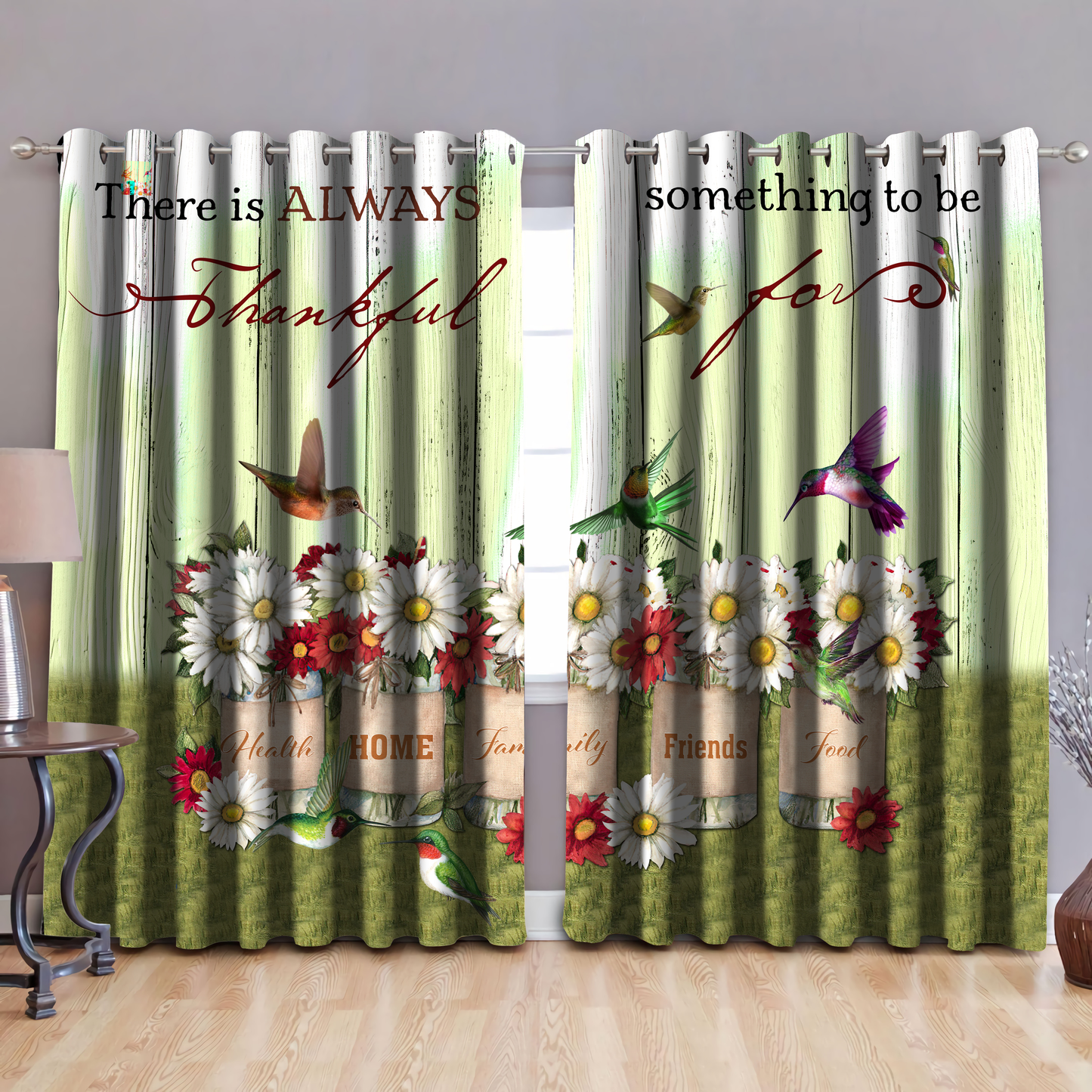Hummingbird Thankful Version Window Curtain By ML ML090602S
