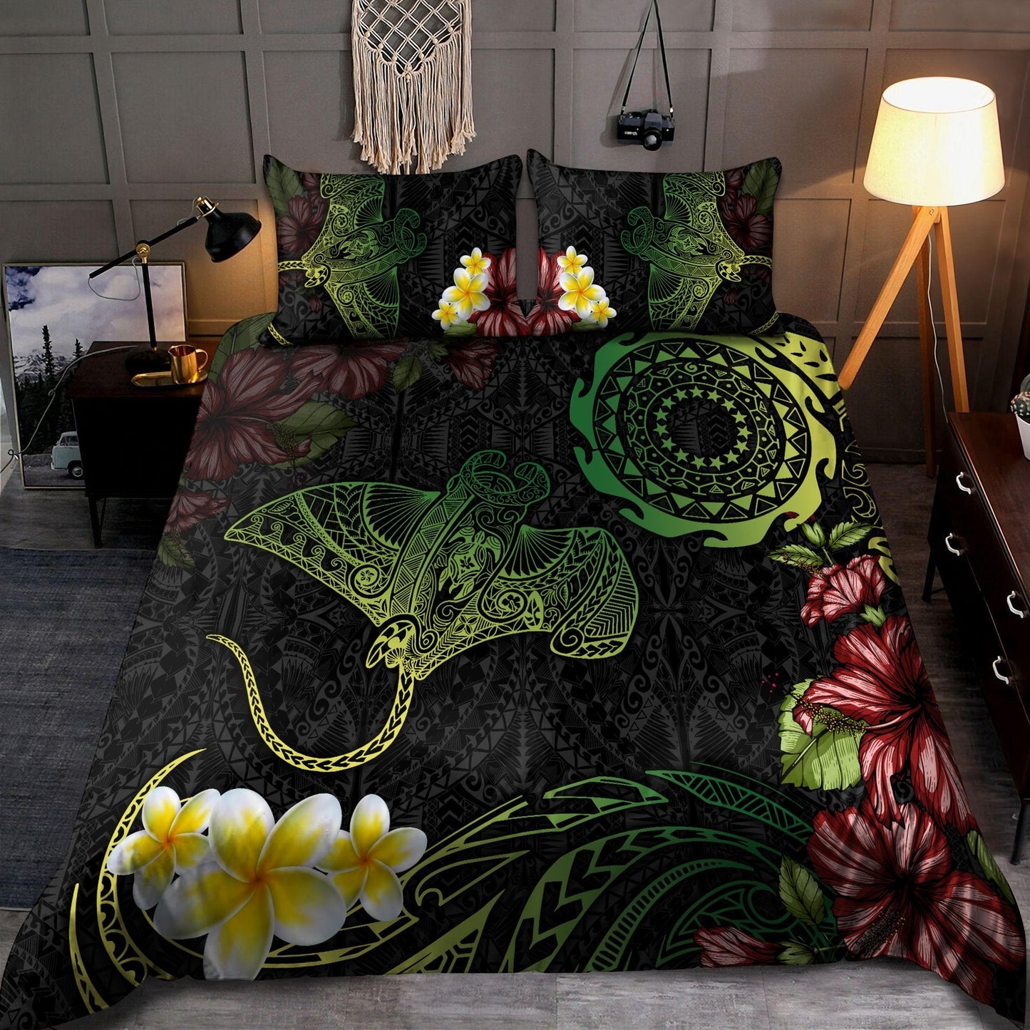 Cook Islands Bedding Set Beautiful Rays Tipani Hibiscus