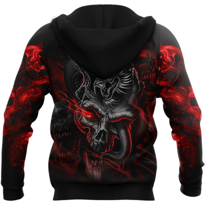 Amazing Red Dragon Skull Hoodie For Men And Women MEI