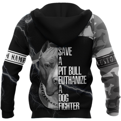 Personalized Save A Pitbull Euthanize A Dog Fighter Hoodie Shirt for Men and Women DD09212001S