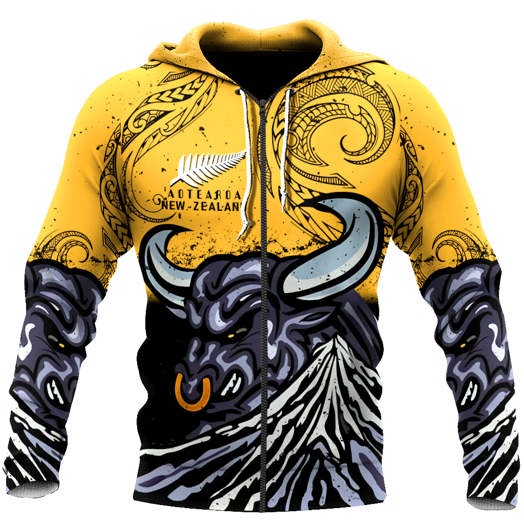New zealand taranaki maori bull 3d all over printed shirt and short for man and women