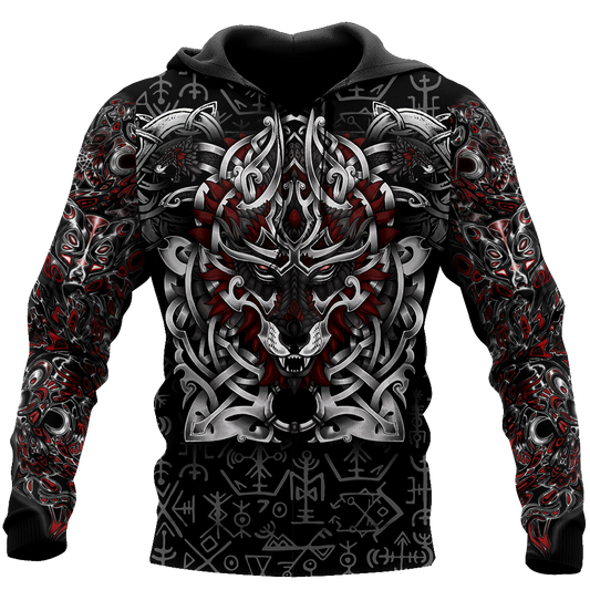 3D All Over Print Celtic Viking Wolf Hoodie DD08262002
