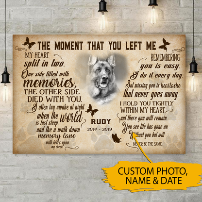 The Moment That You Left Me Horse Customized Pet Picture Frame Poster Memorial Gifts