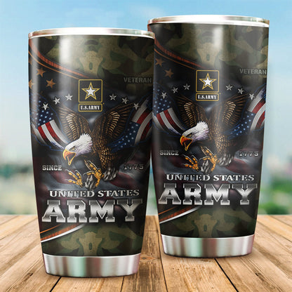US Army Since 1775 Eagle With American Flag Wings stainless steel tumbler Proud Military