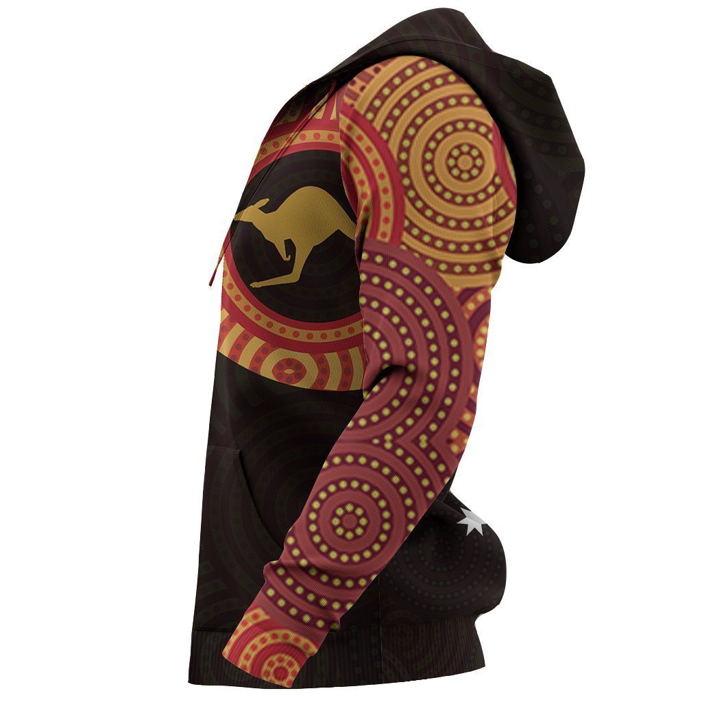 Australia In My Heart Aboriginal Tattoo Kangaroo Hoodie Yellow NNK 1410 - Amaze Style™-Apparel