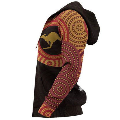 Australia In My Heart Aboriginal Tattoo Kangaroo Hoodie Yellow (No "Australia" words on back) - Amaze Style™-Apparel