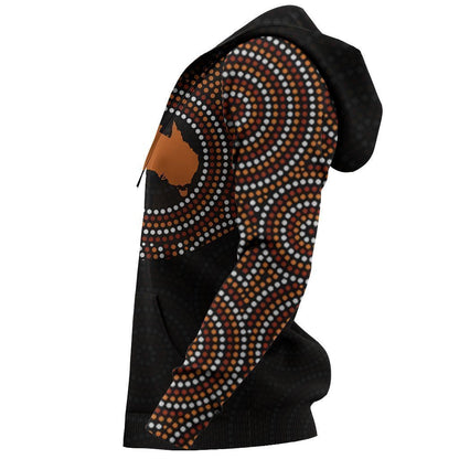 Australia In My Heart Aboriginal Tattoo Map Hoodie NNK 1411 - Amaze Style™-Apparel