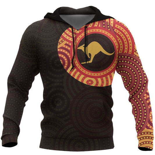 Australia In My Heart Aboriginal Tattoo Kangaroo Hoodie Yellow (No "Australia" words on back) - Amaze Style™-Apparel