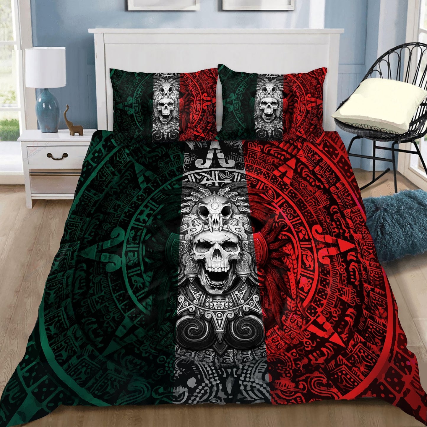 Mexico Aztec Skull Warrior  Bedding Set QB07012004