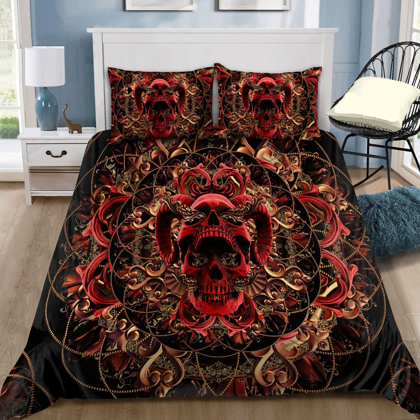 Skull & Rose Bedding Set HAC210703-NM-Bedding Set-NM-Twin-Vibe Cosy™