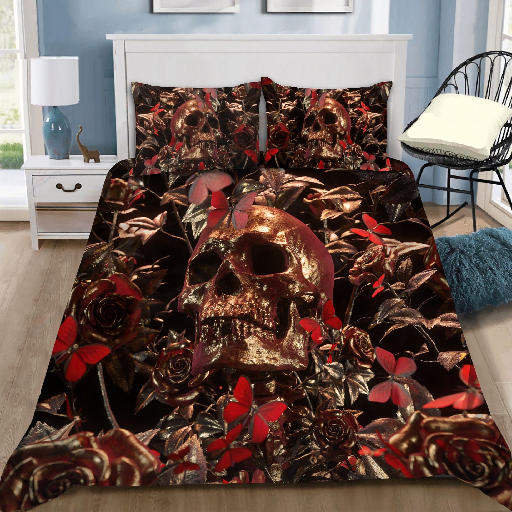 Rose & Skull Art Bedding Set HAC070701-NM-Bedding Set-NM-Twin-Vibe Cosy™