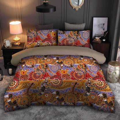 Aboriginal Bedding Set, Australia Indigenous Animals Art Bedding Set