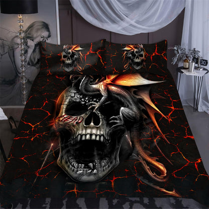 3D Love dragon skull bedding set