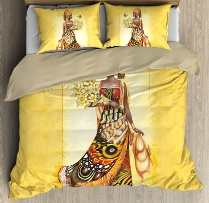 Beautiful African Girl And Flower Bedding Set-ML-ML-US Twin-Vibe Cosy™