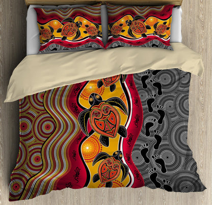 Aboriginal Turtles Map Australia Indigenous Painting Art Bedding Set