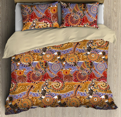 Aboriginal Bedding Set, Australia Indigenous Animals Art Bedding Set