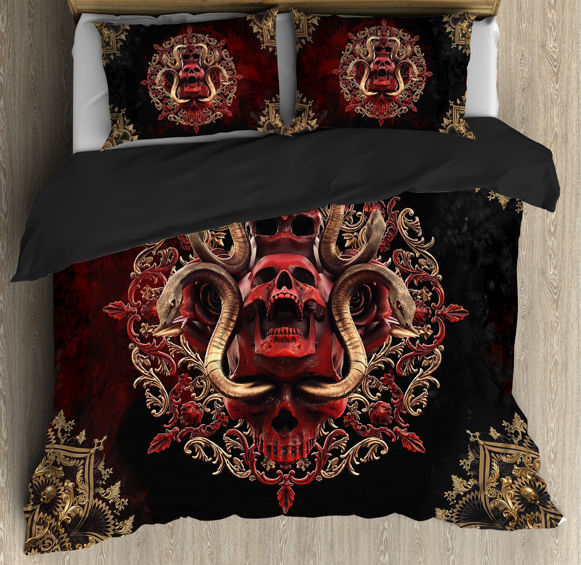 Red & Black Skull Art Bedding Set HAC200606-NM-Bedding Set-NM-Twin-Vibe Cosy™