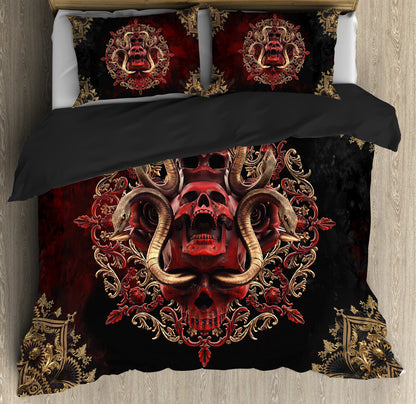 Red & Black Skull Art Bedding Set HAC200606-NM-Bedding Set-NM-Twin-Vibe Cosy™