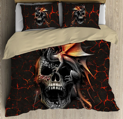 3D Love dragon skull bedding set