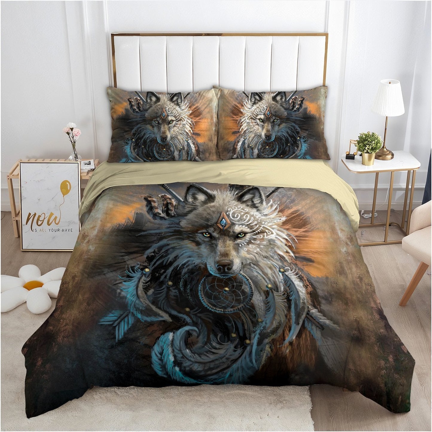Native American Wolf Bedding Set MEI200805011S-MEI