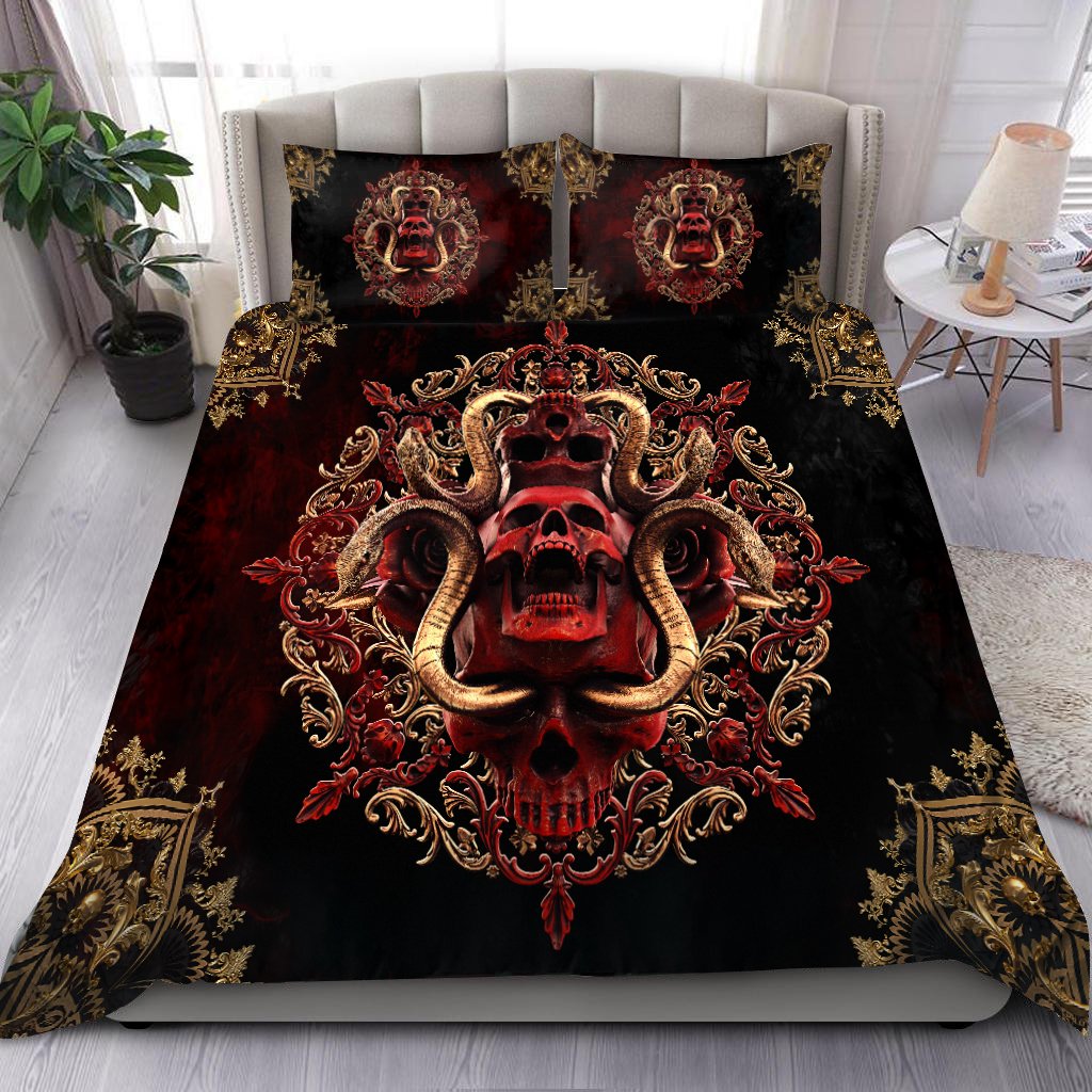 Red & Black Skull Art Bedding Set HAC200606-NM-Bedding Set-NM-Twin-Vibe Cosy™
