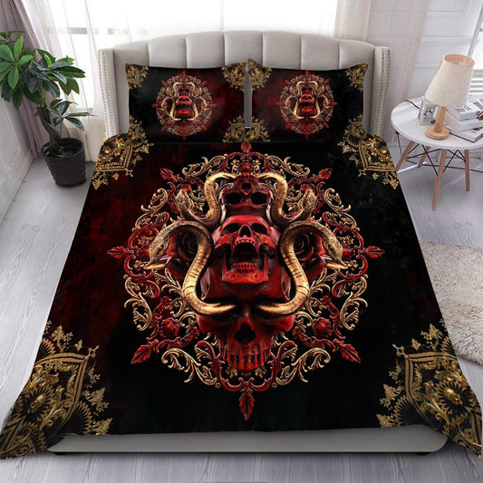Red & Black Skull Art Bedding Set HAC200606-NM-Bedding Set-NM-Twin-Vibe Cosy™