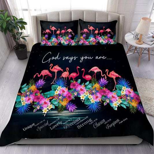 Tropical Flamingo God Says You Are Bedding Set AM082049-MEI