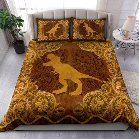 Love Dinosaur antique golden frame 3d printed Bedding set