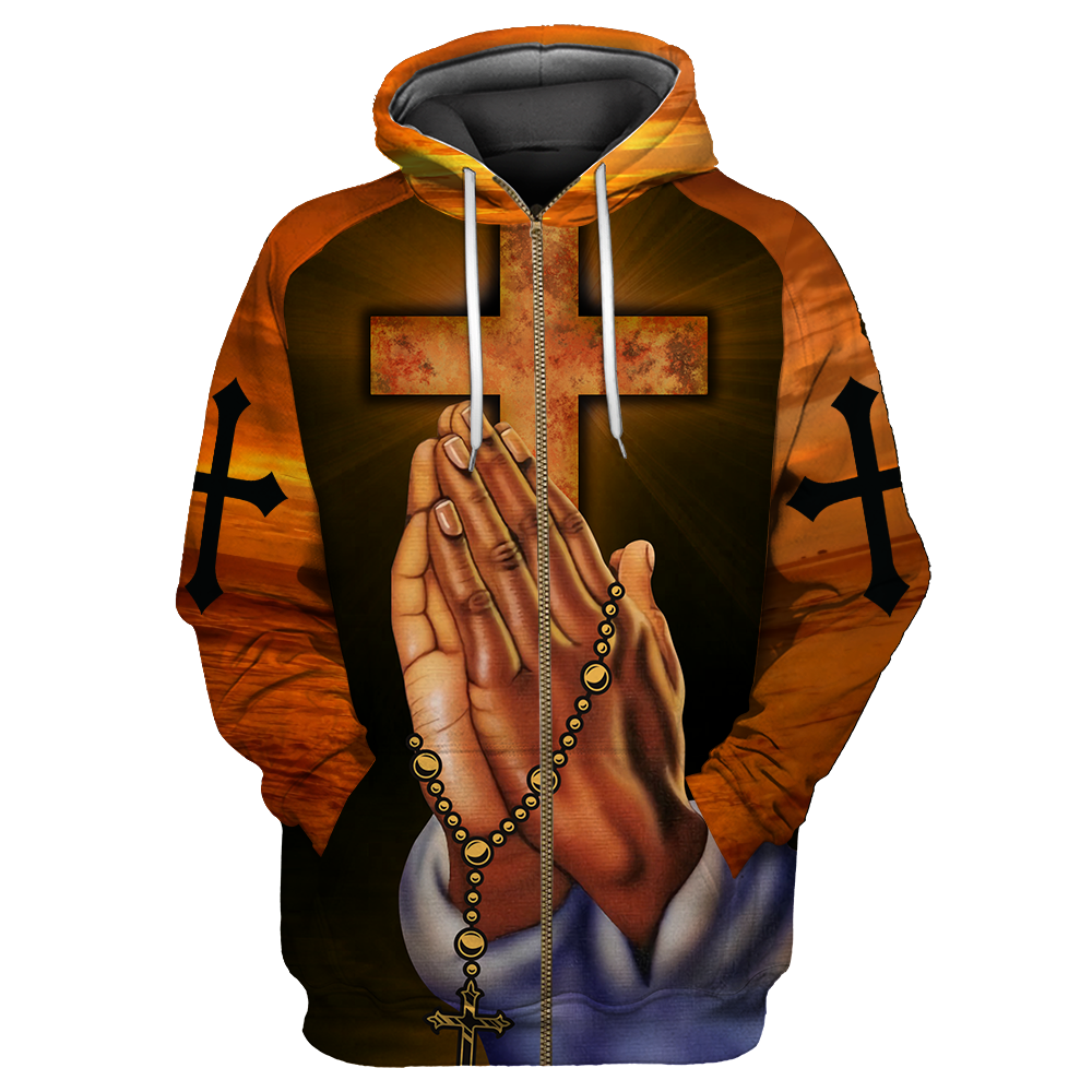 I CAN DO ALL THINGS THROUGH CHRIST WHO STRENGTHENS ME GOD HAND CROSS ALL OVER PRINTED SHIRTS