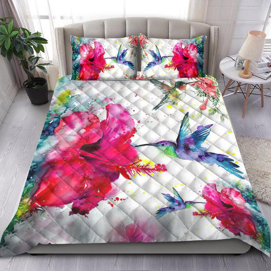 Hummingbird and Hibiscus Quilt Bedding Set By ML DD06182001