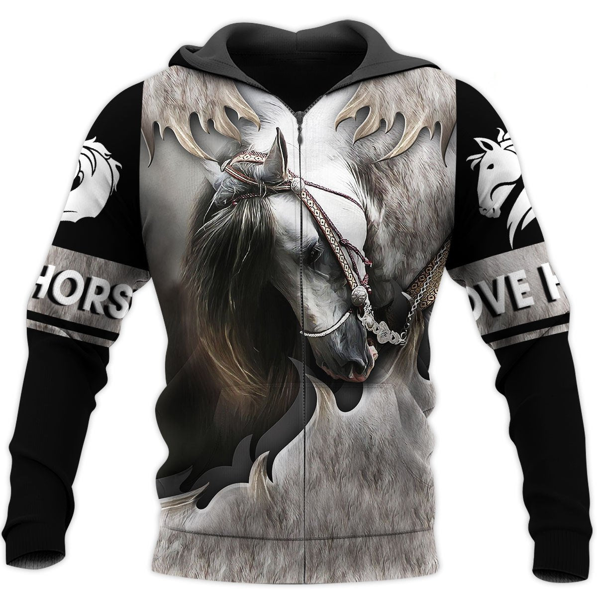 Love Horse 3D All Over Printed Shirts For Men And Women MP130405-Apparel-MP-Zipped Hoodie-S-Vibe Cosy™