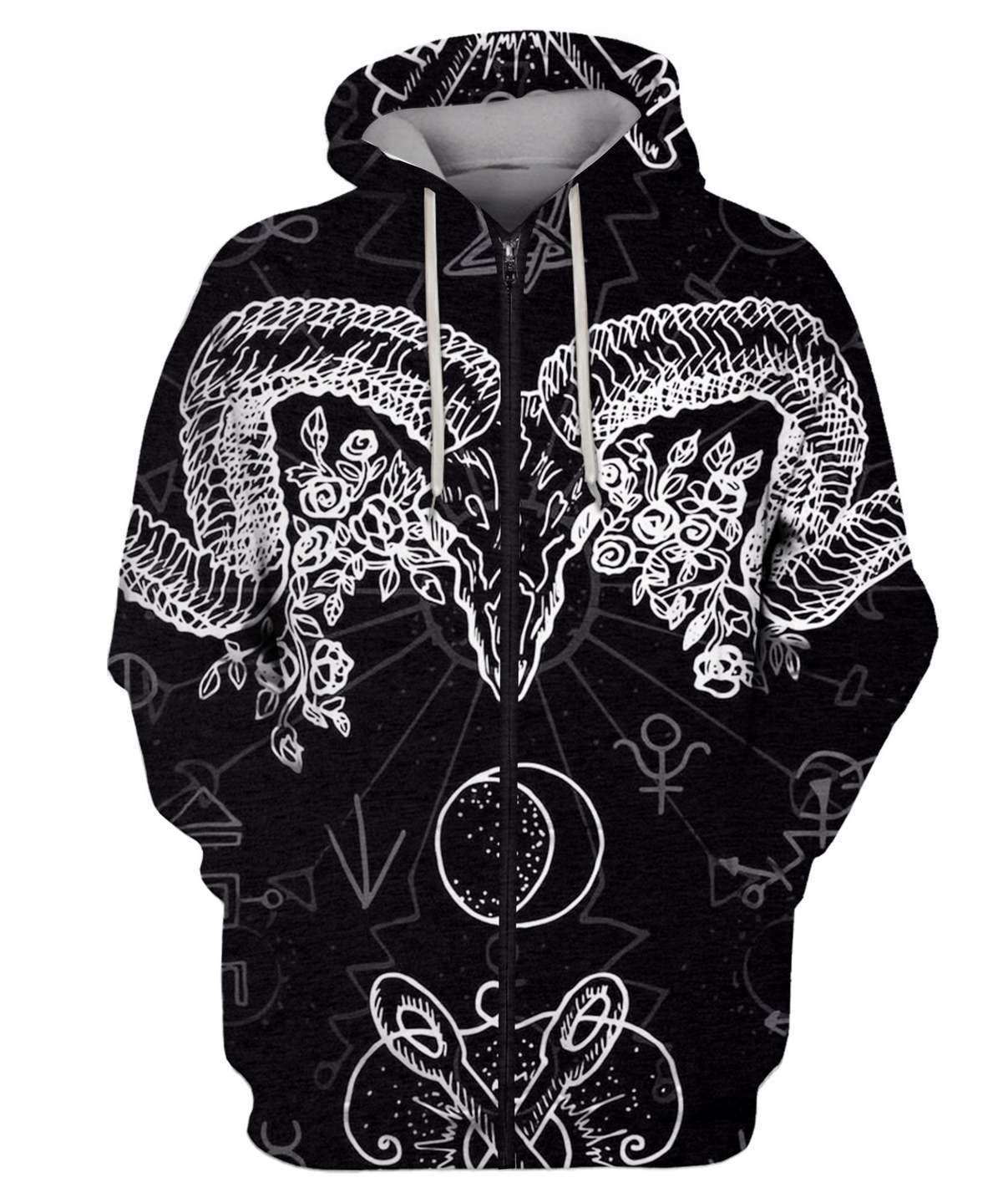 DEVILS HEAD WITH HORNS MP768-Apparel-MP-zip-up hoodie-S-Vibe Cosy™