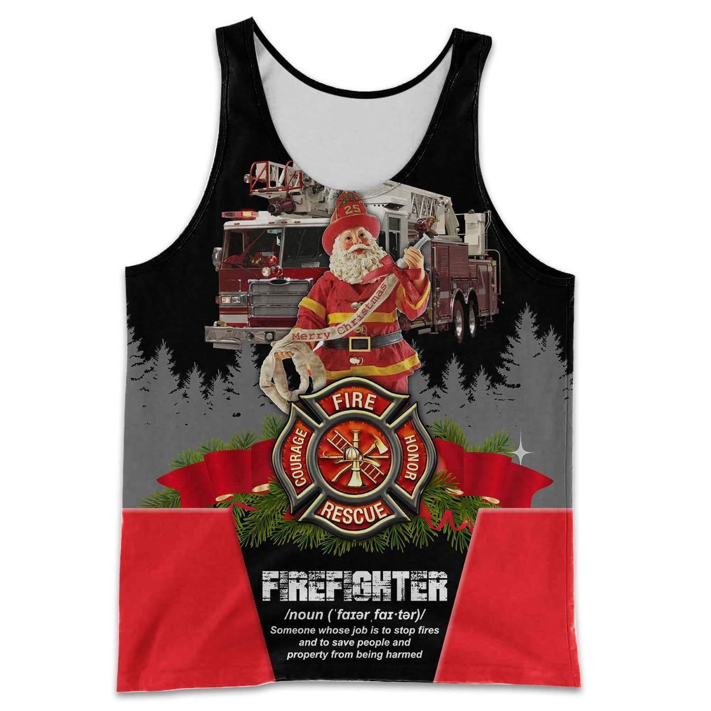 SANTA FIREFIGHTER 3D ALL OVER PRINTED SHIRTS MP827 - Amaze Style™-Apparel