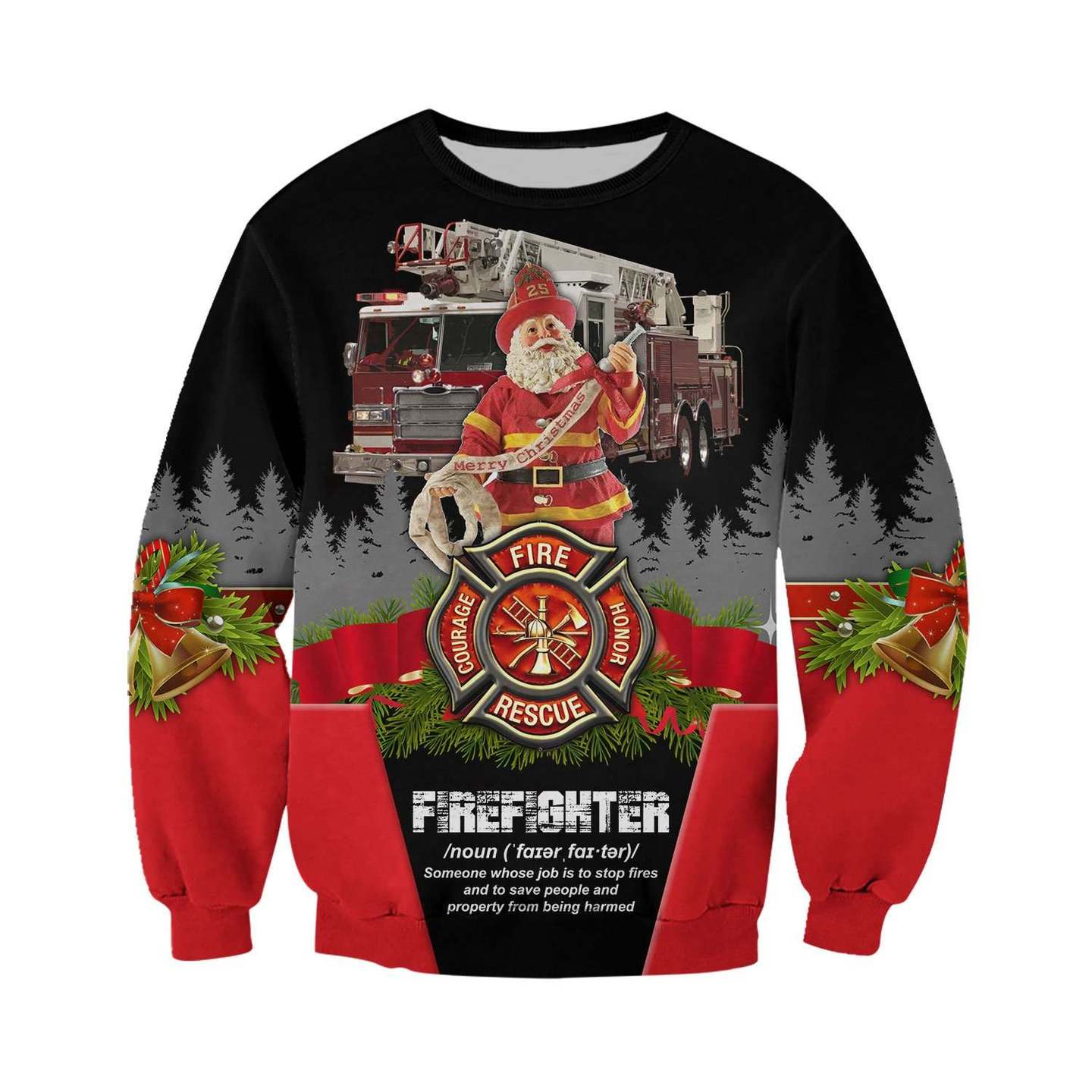 SANTA FIREFIGHTER 3D ALL OVER PRINTED SHIRTS MP827 - Amaze Style™-Apparel