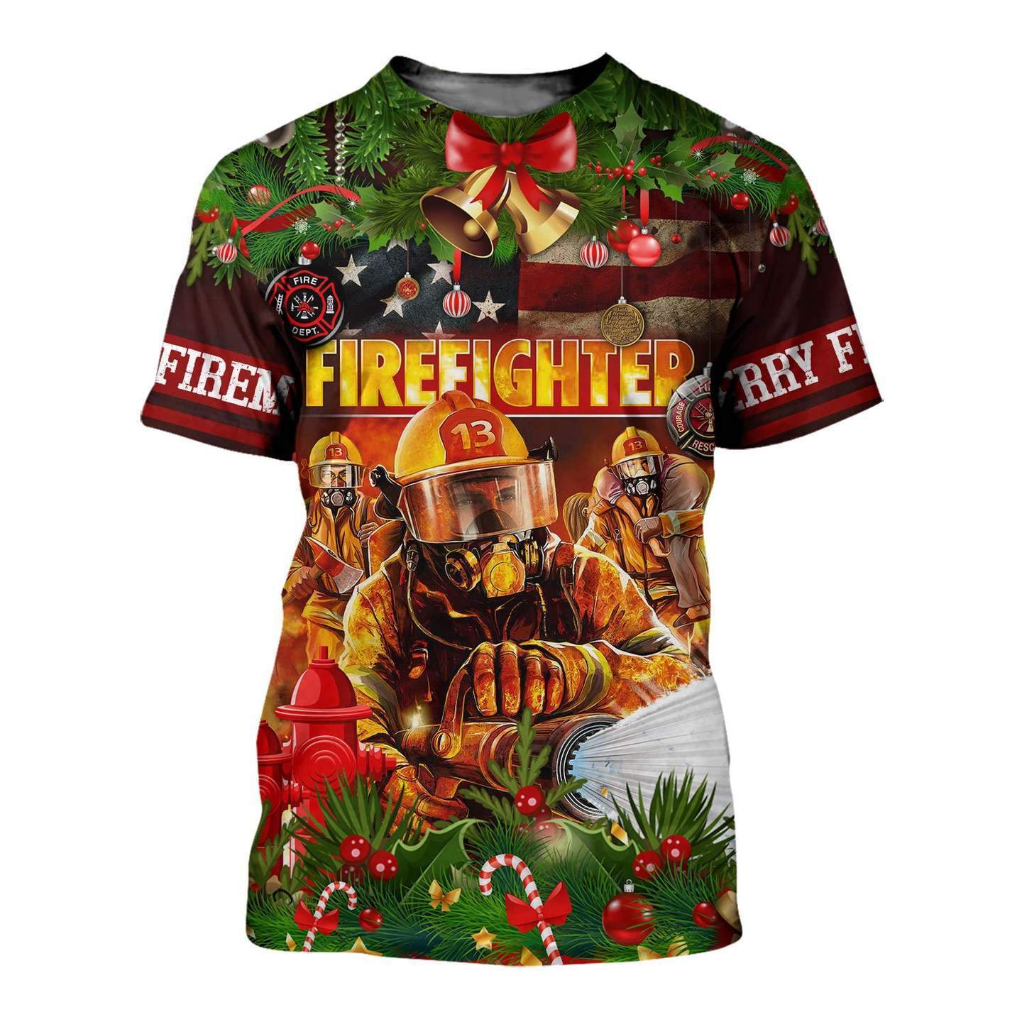 CHRISTMAS FIREFIGHTER 3D ALL OVER PRINTED SHIRTS MP830-Apparel-MP-Hoodie-S-Vibe Cosy™