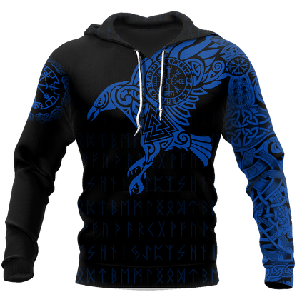 Vikings - The Raven of Odin Tattoo Blue - Amaze Style™-Apparel