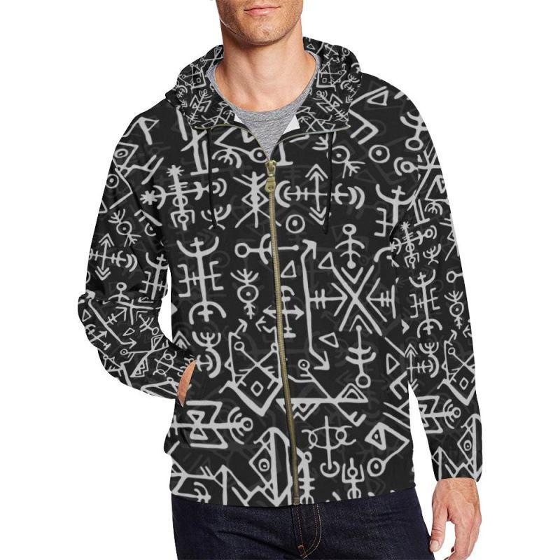 NORDIC FUTHARK ZIPPER HOODIE A0 - Amaze Style™-FULL ZIPPER HOODIES