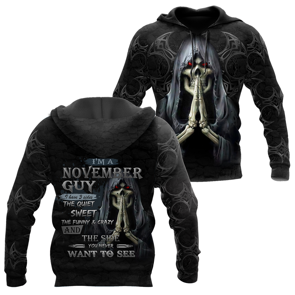 November Guy Skull 3D All Over Printed Shirts JJW28102005