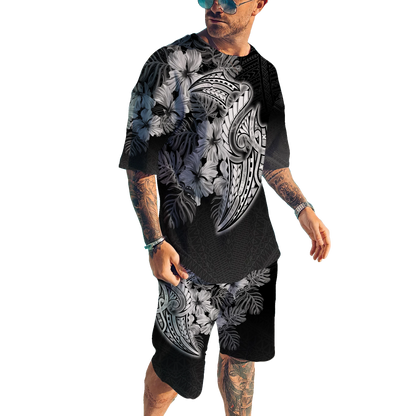 Polynesia No 13 Combo T Shirt Broad Short Tattoo And Frangipani