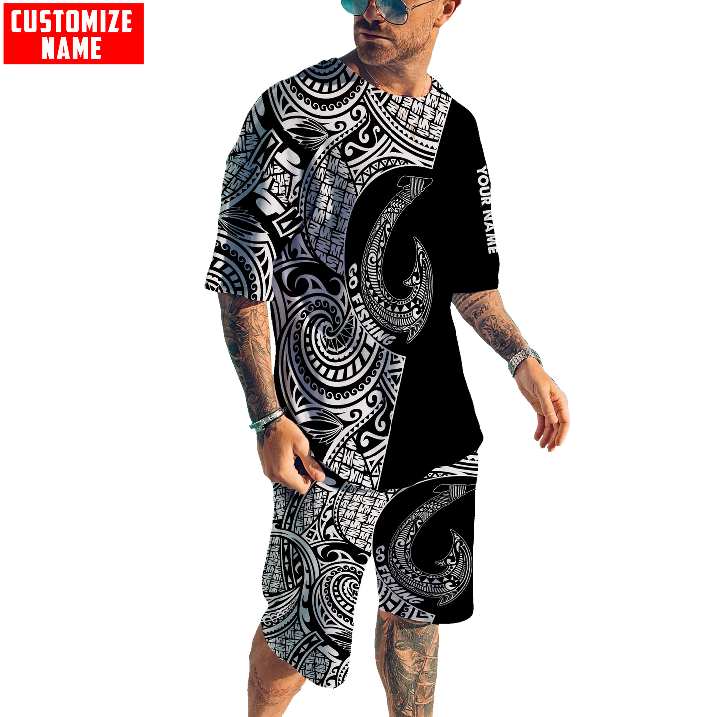 Polynesia No 1 Combo T Shirt Broad Short Go Fishing Personalize