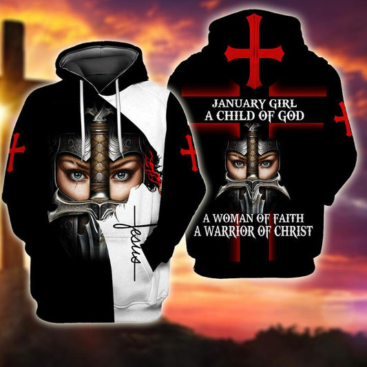 January Girl - I Am A Daughter Of God 3D All Over Printed Shirts For Men and Women TA040205S1