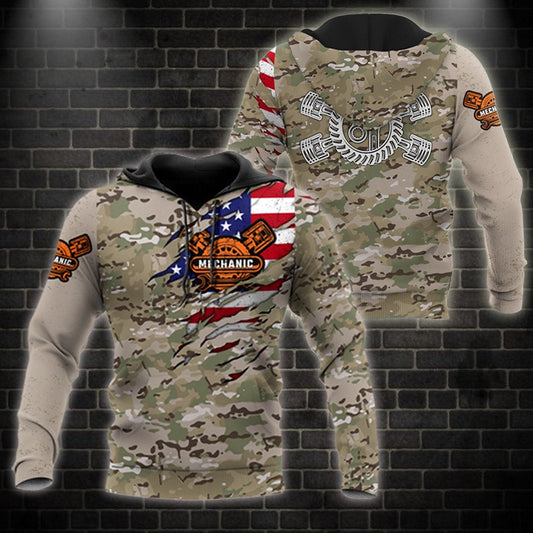 Mechanic Camo 3D All Over Printed Hoodie For Men and Women TN