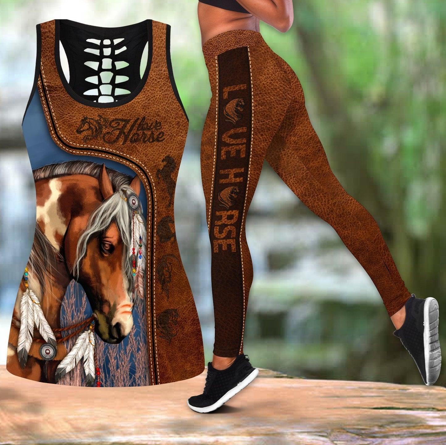 Love Horse Combo Tank + Legging TR210403 - Amaze Style™-Apparel
