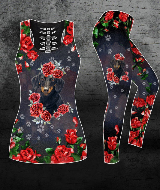 Dachshund Rose Combo Tank + Legging TA032432 - Amaze Style™-Apparel
