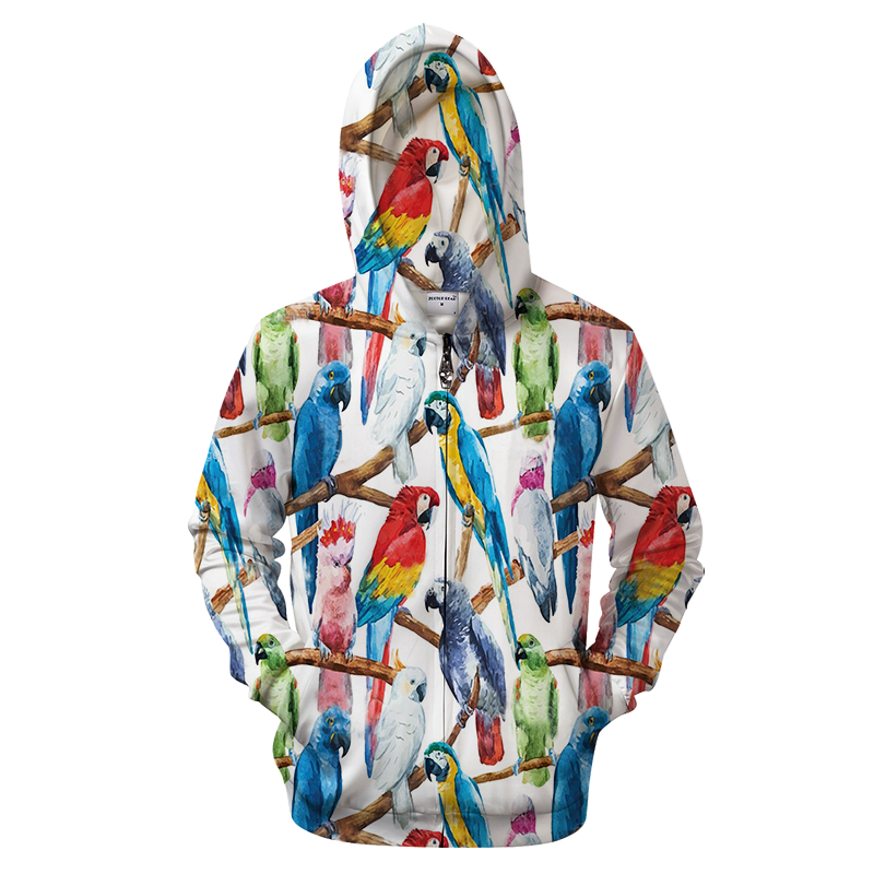 3D AOP Parrots Shirt-Apparel-6teenth World-Zip-up Hoodie-S-Vibe Cosy™