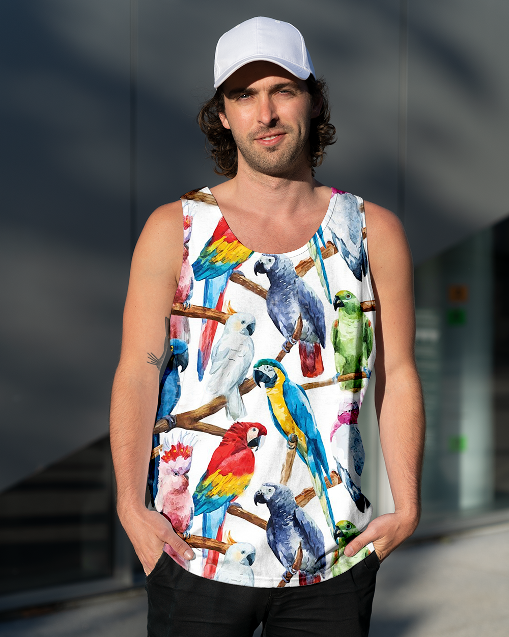 3D AOP Parrots Shirt-Apparel-6teenth World-Tank Top-S-Vibe Cosy™