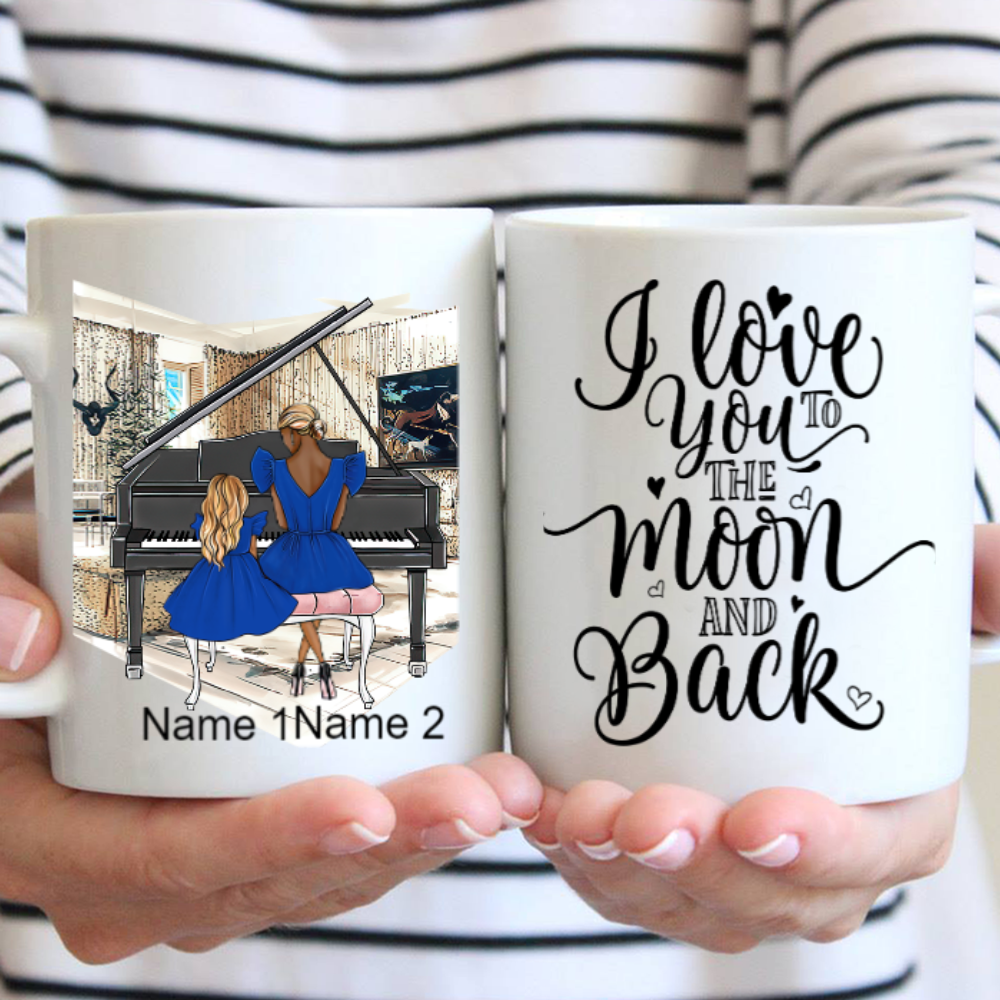Personalized Mom- Daughter Piano White Mug IG 11oz