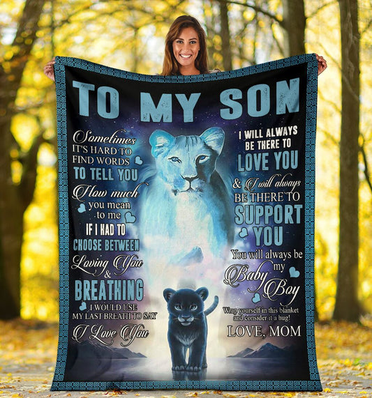 Custom Blanket Lion To My Son-Best Gift For Son-Sherpa Blanket TA